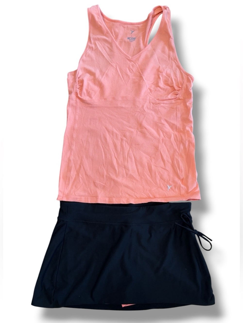 Old Navy Activewear Tennis Pickleball Skirt Set Orange Top (L) Black Skort (M)